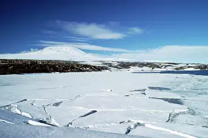 Erebus: Antarctica - pack ice & Mount Erebus, active volcano