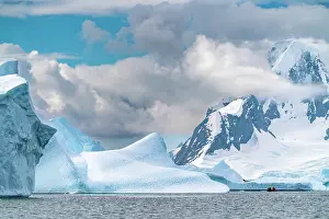 Zodiac: Antarctica, Yalour Islands. Tourists in Zodiacs viewing