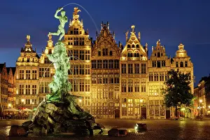 Medieval: Antwerp famous Brabo statue and fountain on Grote