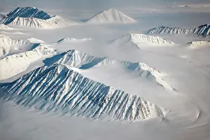 Loneliness: Arctic landscape, snow-covered mountain landscape