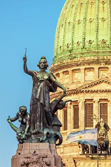 Haseltine: Argentina, Buenos Aires. Statue in front of Capitol building