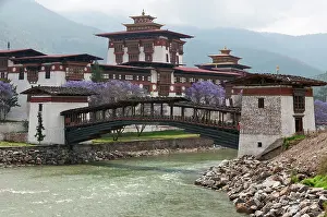 Dennis: Asia, Bhutan. Cantilevered foot bridge near