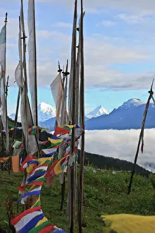 Flag: Asia, Bhutan. Mount Jumolhari at 7, 300m