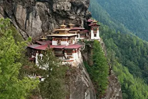 Monastery: Asia, Bhutan. Taktshang or Tiger's Nest