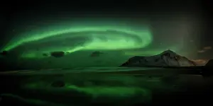 Islets: Aurora Borealis, Skagsanden, Lofoten, Norway