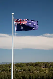 Patriotism: Australian flag flapping in wind, New South