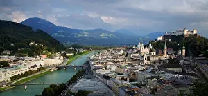 Hilltop: Austria, Salzburg. View along the Salzach