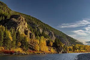 Montana: Autumn color along the Flathead River at Bad Rock Canyon in