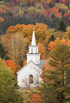 William: Autumn landscape with church, Vermont, USA