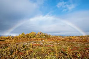Swedish: Autumnal landscape with rainbow, Norrbottens, Norrbottens