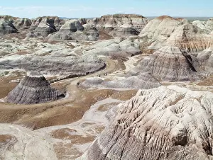 Bluish: Badland hills of bluish bentonite clay at Blue Mesa