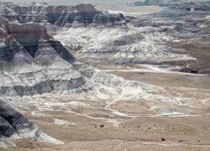 Bluish: Badland hills of bluish bentonite clay at Blue Mesa