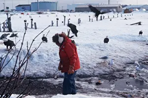 Lady: BALD EAGLE LADY & EAGLES - in snow
