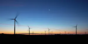Electric: The Bald Hills Wind Farm near Walkerville at dusk i