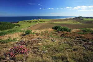 Bamburgh: Bamburgh Castle - view from golf course looking south