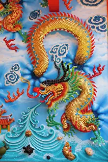Aqua: Bangkok, Thailand. Colorful relief depicting dragon