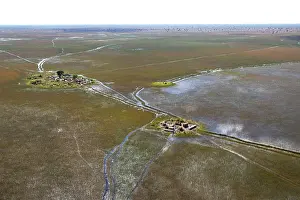 Bangweuleu: Bangweuleu marshes - aerial of marsh and villages