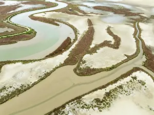 Tides: The Barbate river and surrounding marshland at low tide