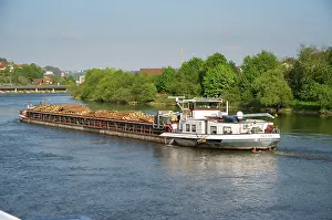 Logging: Barge on Danube River, Passau, Bavaria