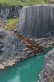 Basalt: Basalt rock formations at canyon Studlagil - Austurland