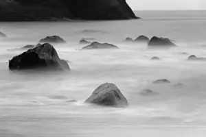 Stacks: Basalt sea stacks in the ocean, Vik, Iceland