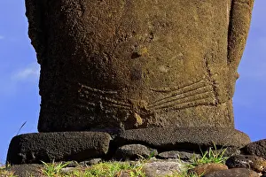 Moai: Base of moai on Aku Nau Nau.at Anakena beach. Easter