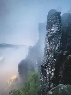 Saxon: Bastion view at night, Elbe Sandstone Mountains