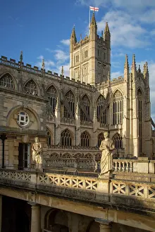 Baths: Bath Cathedral towers over the open air Roman Baths