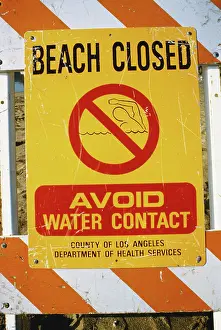 Signage: Beach Closed Due to Pollution