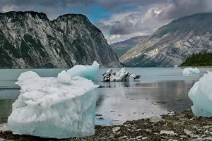Change: Beached icebergs from nearby McBride Glacier sit