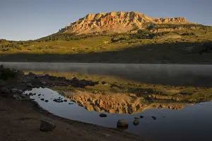 300718: Beartooth Butte reflecting in Beartooth Lake shortly