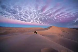 Nomadic: Beautiful morning in Khongor sand dunes. Umnugobi