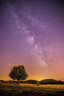 Croatia: Beautiful night scenery with stars, meadow and a