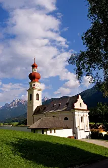 Dolomite: Beautiful St Stephan Church with steeple
