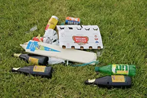 Islay: Beer bottles & litter on grass