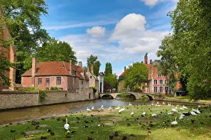 Canals: The Begijnhof and canal, Bruges, Belgium