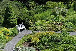 Czechia: Bench in the garden on Pet&, x159;&, xed;n