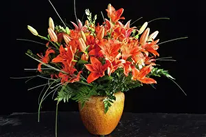 Vase: Benguet lilies (Lilium philippinense) in vase, bouquet