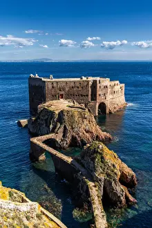 Battlement: Berlenga, Portugal - 3 April, 2022:vertical view