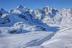 Bernina: Bernina Glaciers - Pers Glacier and Morteratsch Glacier flow
