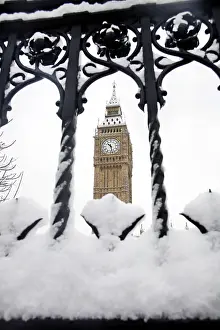 Railings: Big Ben - covered in snow