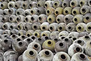 Pile: Big pile of wine jars in a winery, Zhejiang Province, China