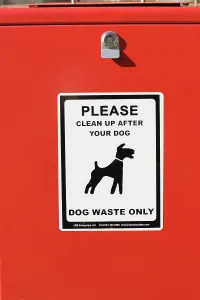 Faeces: Bin - Red clean up after your dog bin