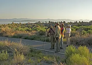 Birdwatchers: Bird Watching Group - by Mono Lake at dawn