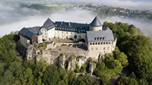 Surrounded: Birds eye view, Waldeck Castle on castle hill surrounded