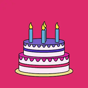 Candles: Birthday party cake with candles