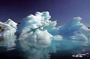 Silence: Bizarre iceberg on a fjord, silence, stillness