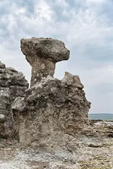 Swedish: Bizarre rocket, Raukar, limestone column, rocks