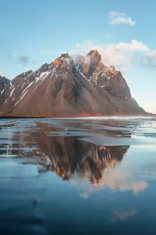 Lava: Black sand beach, lava beach with reflection at