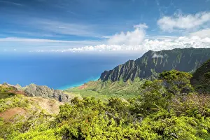 Lookout: Blick vom Kalalau Lookout ins Kalalau Valley, Kokee